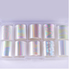 Набір фольги в прозорій тарі 10 шт (розмір 2.5 см * 1 м) Набір фольги в прозорій тарі 10 шт (розмір 2.5 см * 1 м)