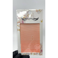 Стрічка для дизайну нігтів ОРАНЖЕВИЙ НЕОН гнучка пряма маленька 9*6 см