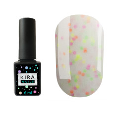 Гель-лак Kira Nails Yoghurt Boom! №001 (помадка ванільна з неоновими блискітками, йогурт), 6 мл