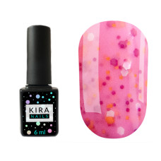 Гель-лак Kira Nails Yoghurt Boom! №010 (малиновий смузі з неоновими блискітками, йогурт), 6 мл