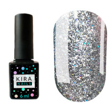 Гель-лак Kira Nails 24 Karat №002 (срібло з різнокольоровими блискітками), 6 мл