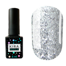 Гель-лак Kira Nails Shine Bright №001 (срібло з блискітками), 6 мл