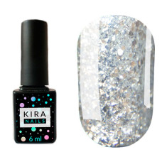 Гель-лак Kira Nails Shine Bright №002 (срібло із золотими блискітками), 6 мл