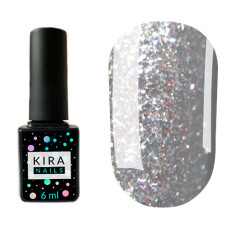 Гель-лак Kira Nails Shine Bright №004 (темне срібло з дрібними червоними блискітками), 6 мл
